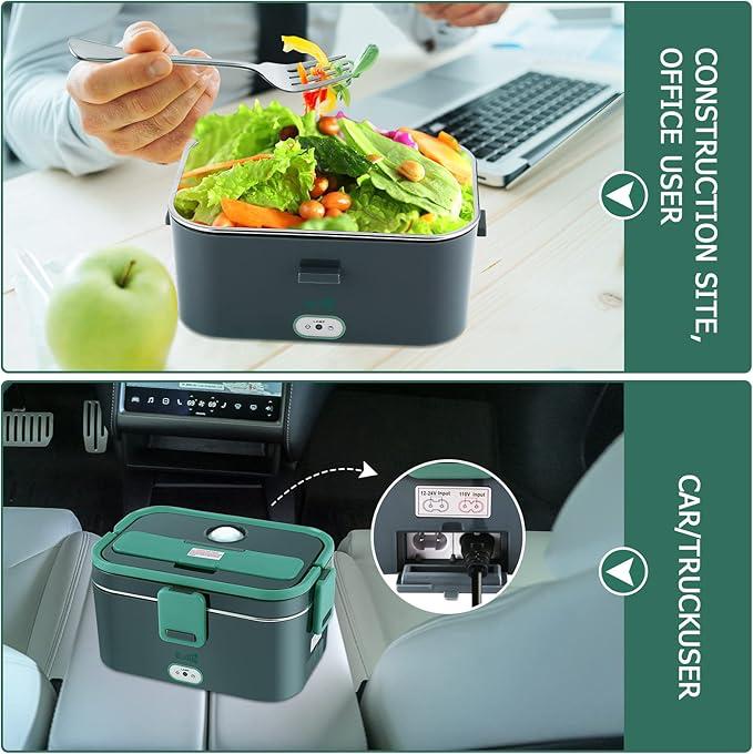 1.5L Electric Heating Lunch Box Portable Car Office Food Warmer Container
